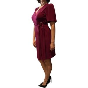 Michael Kors Berry Short Sleeve V Neck Wrap Dress- Size